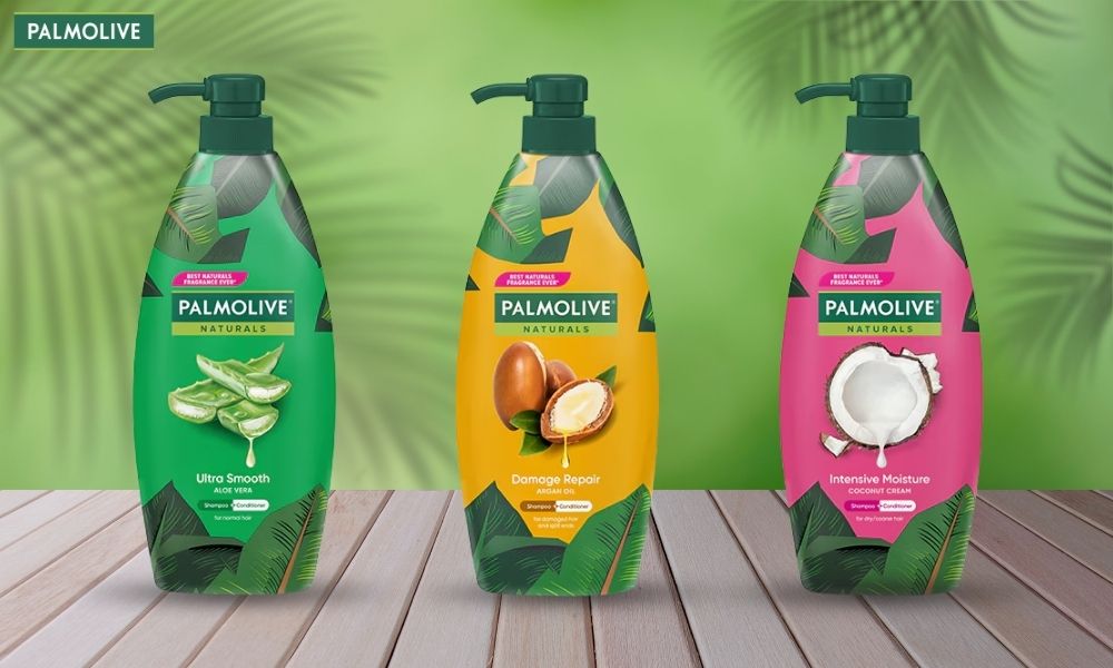 Dầu gội Palmolive có thành phần chiết xuất thiên nhiên như nha đam, dầu argan và dầu dừa