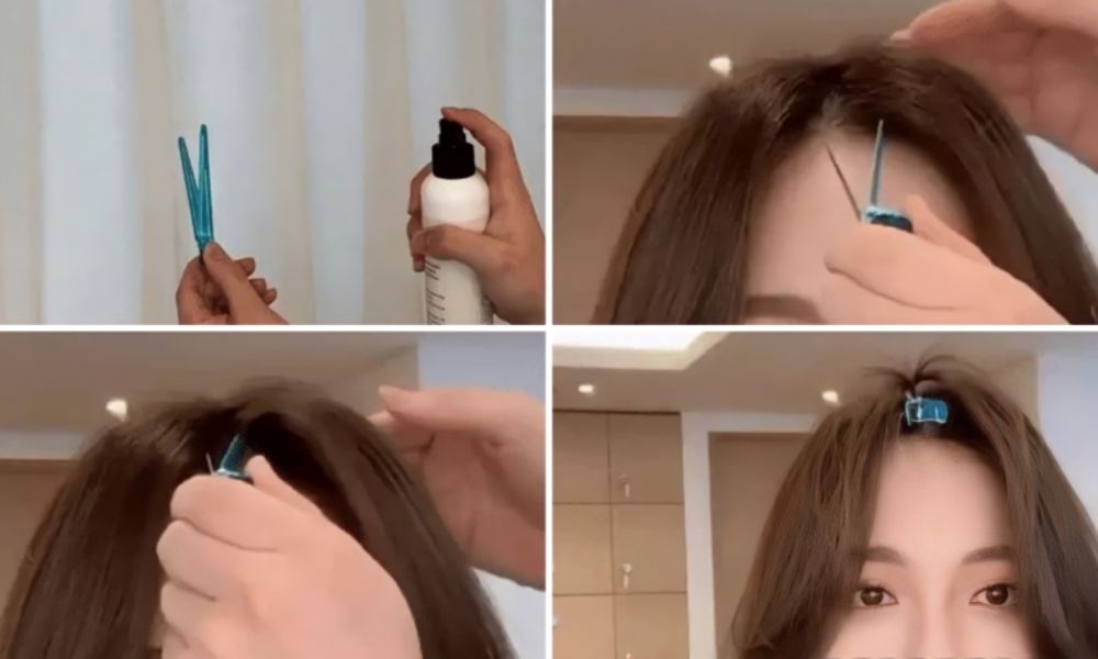 Cách sấy tóc phồng bằng kẹp mỏ vịt