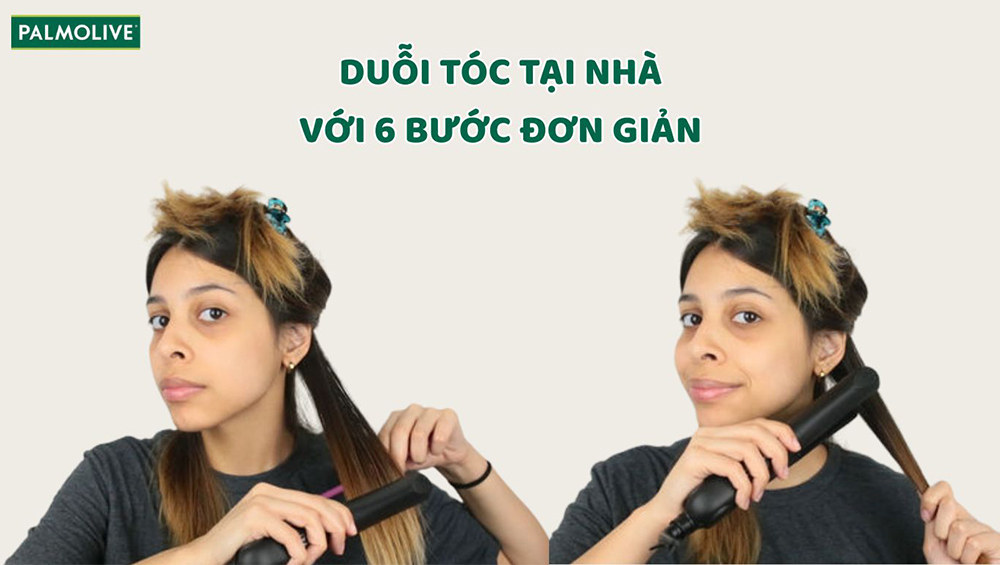 Các bước duỗi tóc xoăn tự nhiên tại nhà bằng máy kẹp giúp tóc thẳng mượt và vào nếp